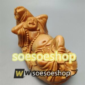 稀少品◆七福神 天然木置物 木彫り 布袋尊 布袋様 縁起物 開運