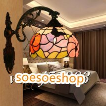 ◆新品◆芸術品◆ウォールライト 壁掛け照明 ステンドランプ ステンドグラス 花柄 ランプ アンティーク 室内装飾 ティファニー技法_画像3