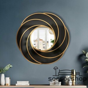 注目 大型ミラー吊鏡 壁掛け鏡 壁掛けミラー 豪華ウォールミラ 高級豪華鏡 アンティーク調 2色選択可能 幅70cm