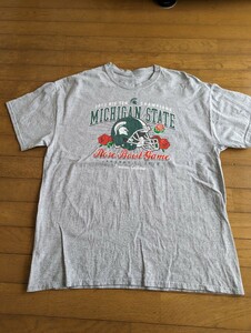 　US輸入古着XLグレー アメフト プリント Tシャツ　Rose Bowlビンテージ輸入 古着