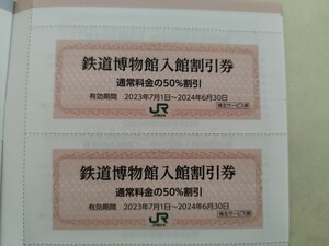 即決　送料63円　2枚　JR東日本 鉄道博物館 株主優待　50%割引券