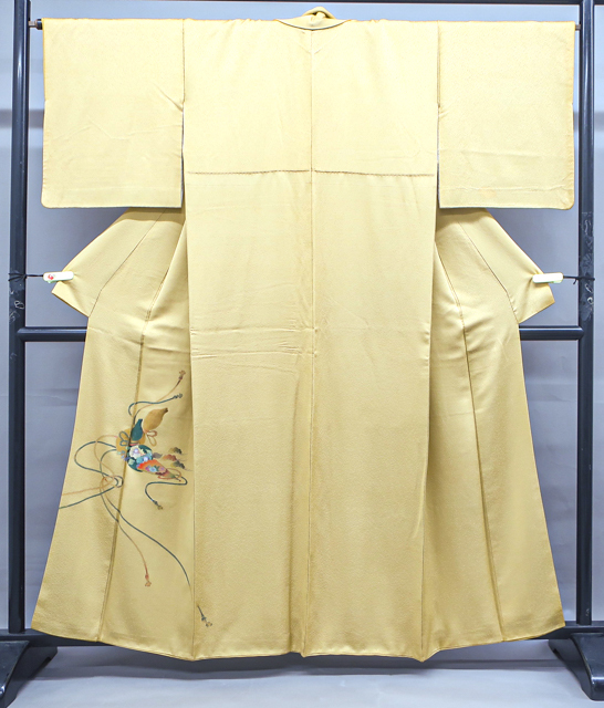 《京都一輝堂》【着物】色留袖 手描き 瓢箪に花文様 身丈約160cm 裄丈約65.5cm 24Z-334, ファッション, 女性和服, 着物, 留袖