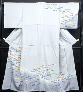 《京都一輝堂》【着物】 訪問着 金駒刺繍 松文様 一つ紋入り 身丈約154cm 裄丈約64.5cm 23Z-3202