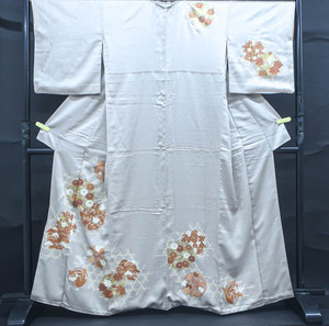 《京都一輝堂》【着物】 訪問着 籠目 花文様 身丈約162.5cm 裄丈約67cm 23Z-3474