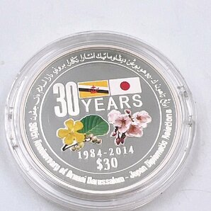 日本ブルネイ外交関係樹立30周年 ブルネイ30ドル記念プルーフ銀貨幣 銀貨 純銀 31.1ｇケース付 日本造幣局 コレクター放出品【AA014】の画像3