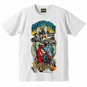 ホワイトL ロッキンジェリービーン エロスティカ ラットフィンク Tシャツ Rockin' Jelly Bean EROSTIKA RATFINK OUTLAWS RULE!