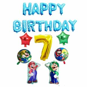 特大　8点セット バルーン 誕生日 マリオ ルイージ 7才