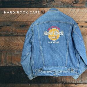 Hard Rock Cafeハードロックカフェ Sデニムジャケット 古着 刺繍