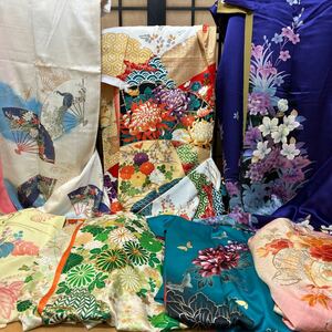 一右衛門No819 振袖　8枚　大量まとめ売り　大処分　金駒刺繍 成人式 京友禅 金彩友禅 刺繍