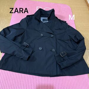 トレンチコートショート丈　ネイビー　M ZARA