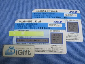 コード通知★ANA 株主優待券×2枚セット 国内全路線 (2024.5.31まで) #2693