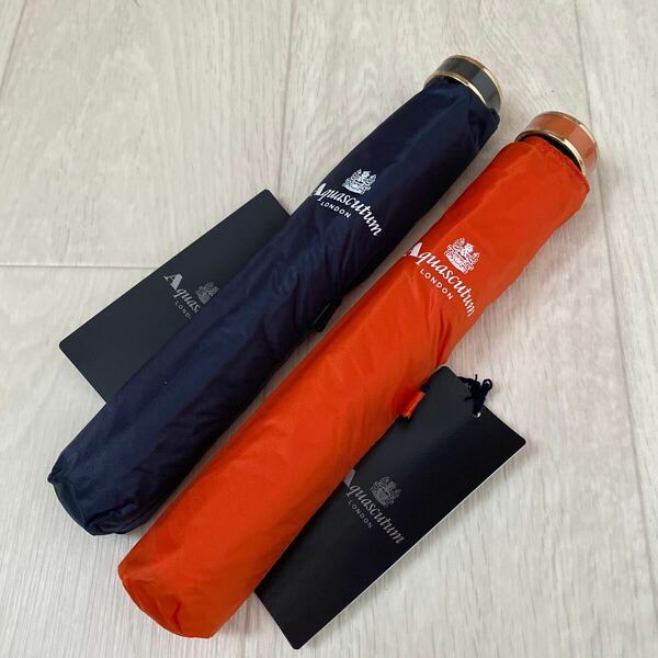 2本　アクアスキュータム　紺・オレンジ　超軽量80ｇ　カーボン　折りたたみ傘
