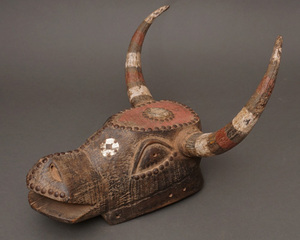 アフリカ　ギニアビサウ　ビジョゴ族　ドゥンペ　マスク　仮面　No.418　木彫り　アフリカンアート　彫刻　プリミティブアート