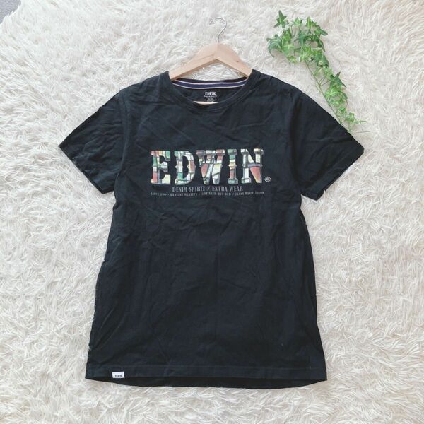 5506【EDWIN】ロゴプリントtシャツ（M）カジュアル 半袖トップス リラックス スポーツ アウトドア