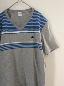 TAKEO KIKUCHI Tシャツ ボーダー 半袖 Vネック　サイズ2　USED