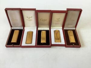 ◯営KU091-A5T60【埼玉発】Cartier カルティエ ゴールドカラーライター 箱付き5種まとめ売り 着火未確認 ※箱と中身が同一物か不明