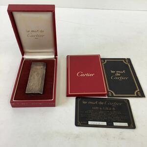 ◯営KU093-A5T60【埼玉発】Cartier カルティエ ガスライター シルバーカラー 箱、品質証明書付き 着火未確認品