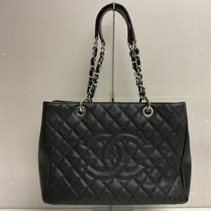 営MK30-100Y CHANEL シャネル マトラッセGST チェーンショルダートートバッグ キャビアスキン バッグ シリアルナンバー13590756