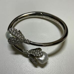 営YY40-60Y BALENCIAGA バレンシアガ ラインストーン&パールブレスレット バングル レディース アクセサリー 腕周り約14cmの画像1