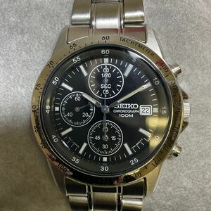 営YY44-60Y SEIKO セイコー クロノグラフ 腕時計 7T92-0DW0 ブラック文字盤 メンズ腕時計 クォーツ 不動品 腕周り約18cm 