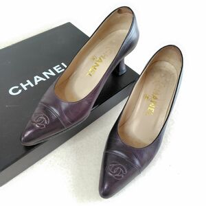 CHANEL シャネル パンプス 23.5cm レザー ココマーク パープル