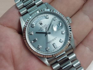 [Используется] Rolex -Rolex -Daydate 18239 K18WG 10p Diamond Dial A Зачарованный вес 143 г мужской автоматический обмоток