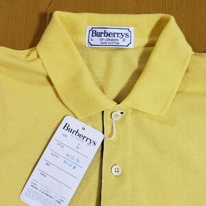 美品/バーバリーBURBERRYメンズ長袖ポロシャツ/サイズ表記L/イエロー/コットン100%/送料全国一律レターパックプラス520円