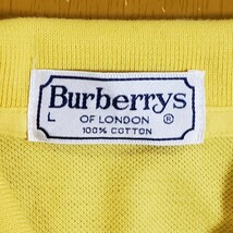 美品/バーバリーBURBERRYメンズ長袖ポロシャツ/サイズ表記L/イエロー/コットン100%/送料全国一律レターパックプラス520円_画像5