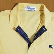 美品/バーバリーBURBERRYメンズ長袖ポロシャツ/サイズ表記L/イエロー/コットン100%/送料全国一律レターパックプラス520円_画像2