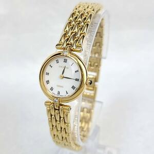 ^ ultimate beautiful goods ^SEIKO Seiko Exceline 2P diamond Rome index round shell face lady's wristwatch 