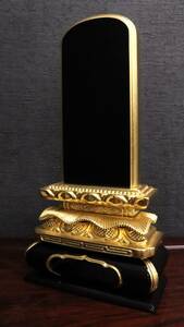 [ stock goods ] memorial tablet paint memorial tablet cat round three person gold family Buddhist altar / Buddhist altar fittings / law ./../book@ memorial tablet . name / law name memorial service / law necessary wooden / lacquer paint [G078-i44]