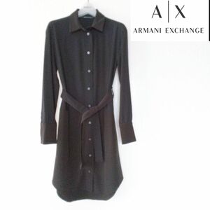 【ARMANI EXCHANGE】アルマーニエクスチェンジ 【AX】長袖 シャツワンピース /黒 ブラック/ロゴ/羽織り