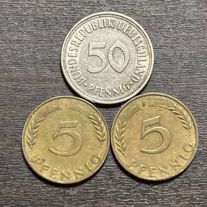 ★ドイツ 50ペニヒ 5ペニヒ1950年 合計3枚 硬貨 コイン 古銭 ★