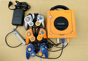 [1 jpy start ][ set commodity ]Nintendo nintendo GAMECUBE Game Cube orange controller 3 piece adaptor DOL-001(JPN) made in Japan 