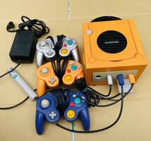【1円スタート】【セット商品】Nintendo 任天堂 GAMECUBE ゲームキューブ オレンジ コントローラー3個 アダプター DOL-001(JPN) 日本製_画像3