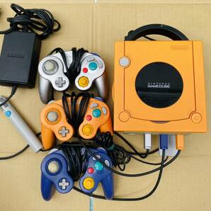 【1円スタート】【セット商品】Nintendo 任天堂 GAMECUBE ゲームキューブ オレンジ コントローラー3個 アダプター DOL-001(JPN) 日本製の画像2