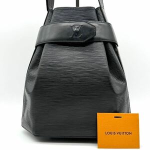 2152 極美品 廃盤入手困難品● LOUIS VUITTON ルイヴィトン ショルダーバッグ サックデポール エピ ノワール ブラック レザー 巾着 LVロゴ