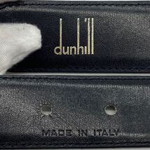 2086 極美品 希少バックル● dunhill ダンヒル レザーベルト ビジネス フォーマル スーツ ゴールド金具 ロゴ メンズ 紳士 ブラック 黒色_画像9