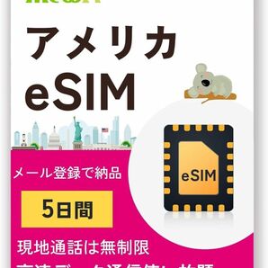 アメリカ eSIM 5日間 T-mobile 高速データ通信無制限使い放題 現地通話は無制限 アメリカ/ハワイEsim