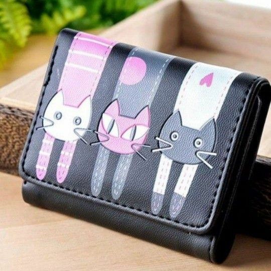 新品　猫三つ折り財布