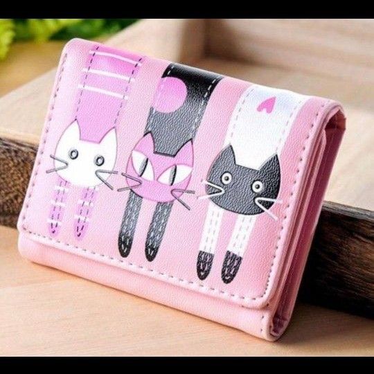 新品 猫三つ折り財布