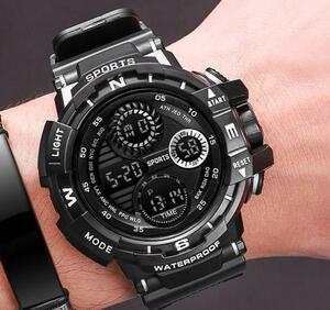 [ новый продукт ] мужской спорт наручные часы черный цифровой многофункциональный LED