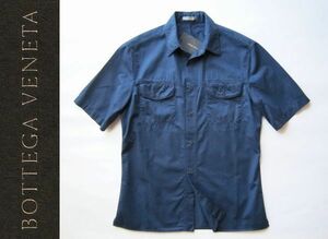◆本物◆BOTTEGA VENETA ◆極上◎フラップポケット半袖シャツ紺39 新品