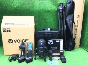 ④未使用品 VOICE ヴォイス 5ライン グリーンレーザー墨出し器 Bluetooth連動 Model-G5 + Model-GJ + Model-T ※本体+受光器+三脚セット