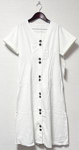 【新品タグ付き 未使用】ロングシャツ ブラウス ホワイト 綿100％ シワ加工
