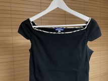 【激安1点のみ 国内正規品】BURBERRY BLUE LABEL バーバリーブルーレーベル チェック パイピング フレンチスリーブ カットソー Tシャツ 38_画像3