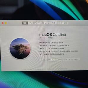 【良品】Apple MacBook Pro 16(2019, A2141) Core i9-9980HK / 2.4GHz / RAM 32GB / SSD 1TB / Silver / 充放電回数 : 277 [MC005]の画像8