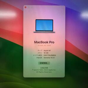 【美品】Apple MacBook Pro 13(2020, A2338) M1 / RAM 16GB / SSD 1TB / スペースグレー / 充放電回数 : 47 [MC010]の画像8