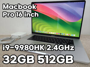 Apple MacBook Pro 16(2019, A2141) Core i9-9980HK / 2.4GHz / RAM 32GB / SSD 512GB / シルバー / 充放電回数 : 316 [MC022]