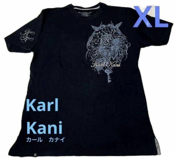 XL/LLサイズ　カールカナイ　KARL KANI 半袖Tシャツ　黒　綿100%